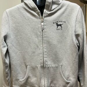 Heather Gray Casual Zip-Up Sweatshirt with Dog Silhouette